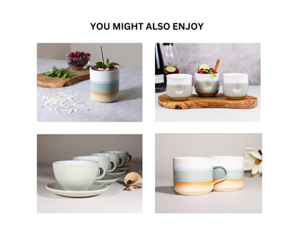 Handmade Ceramic Coffee & Tea Mug – Light Blue & White