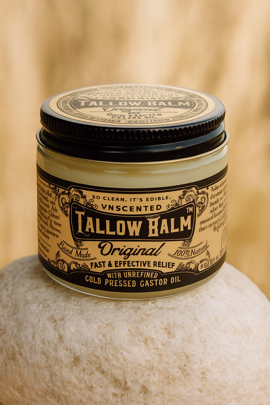 Unscented Tallow Balm with Organic Castor Oil
