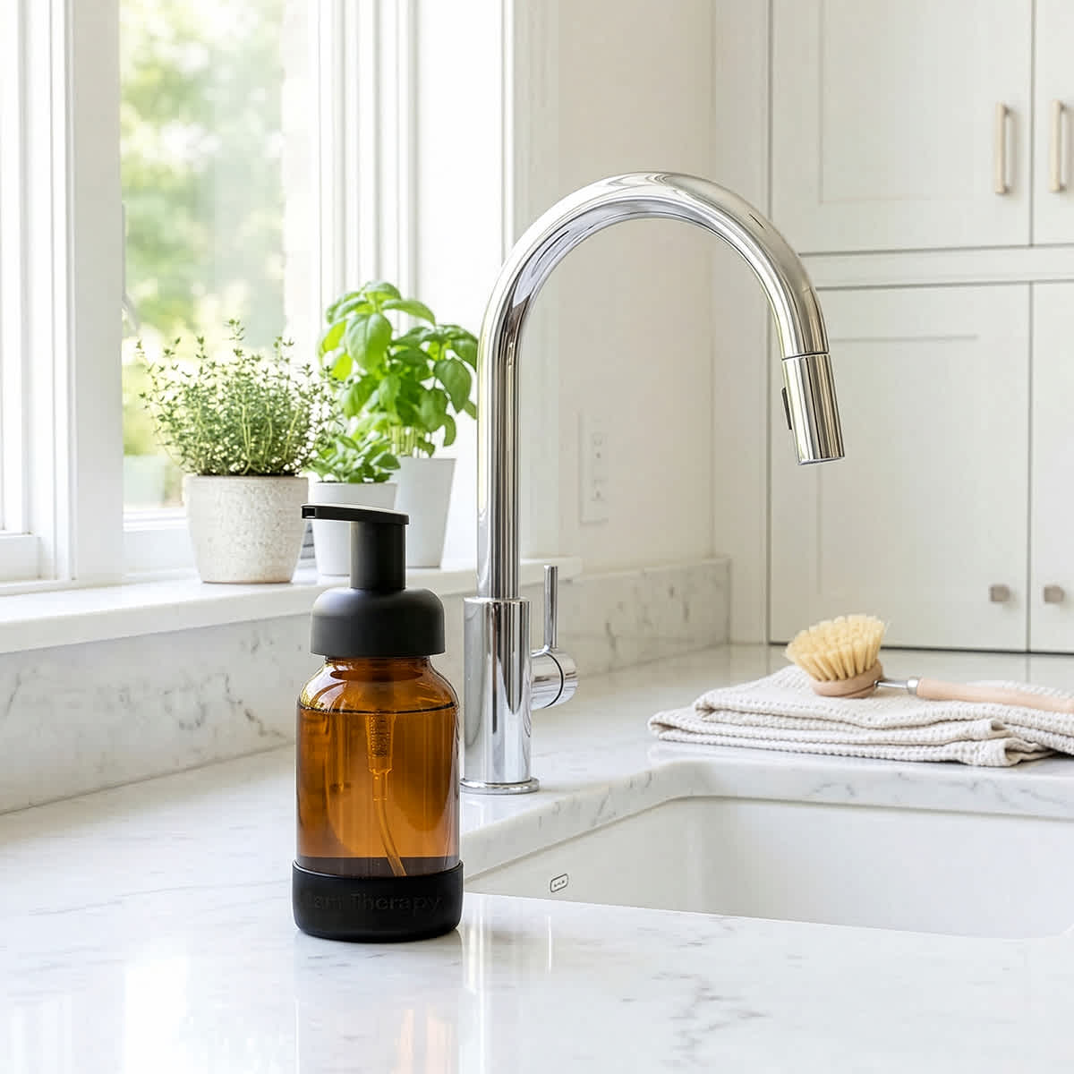 Glass Foaming Soap Dispenser with Silicone Sleeve
