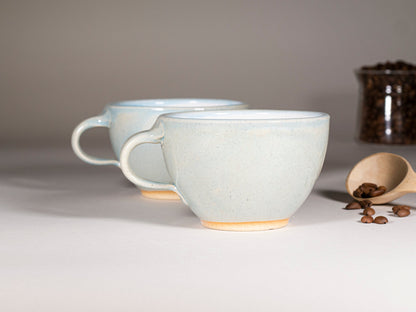 Handmade Ceramic Latte & Cappuccino Cup – Light Blue