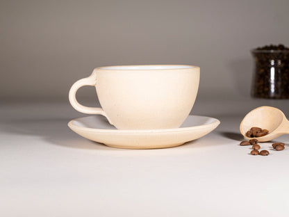 Handmade Ceramic Latte & Cappuccino Cup - Sandy White