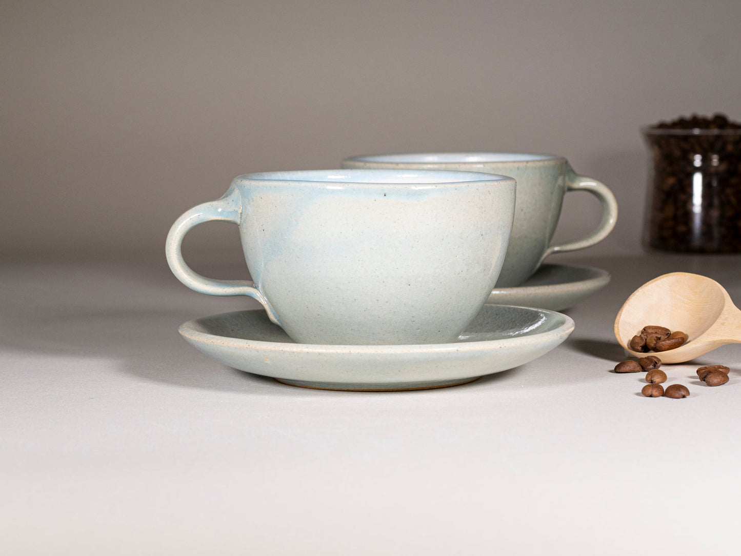 Handmade Ceramic Latte & Cappuccino Cup – Light Blue