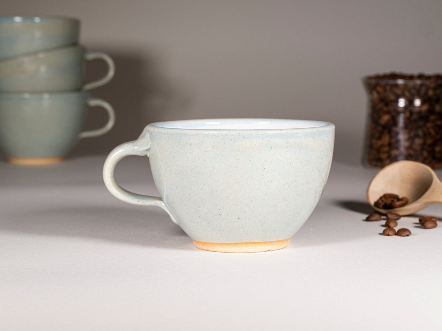 Handmade Ceramic Latte & Cappuccino Cup – Light Blue