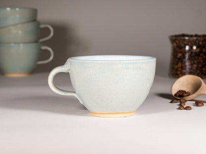 Handmade Ceramic Latte & Cappuccino Cup – Light Blue