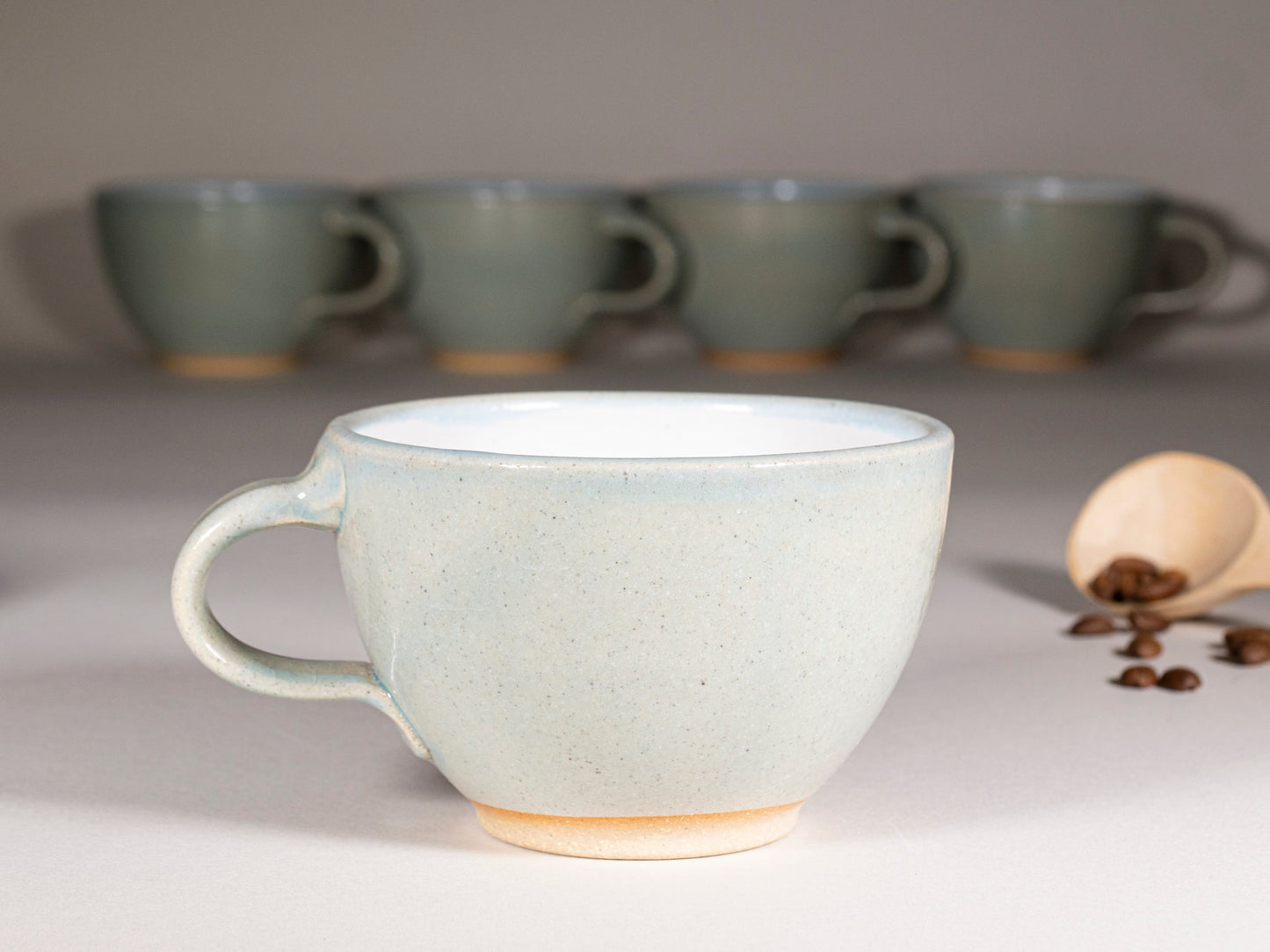 Handmade Ceramic Latte & Cappuccino Cup – Light Blue