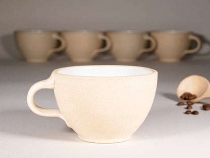 Handmade Ceramic Latte & Cappuccino Cup - Sandy White