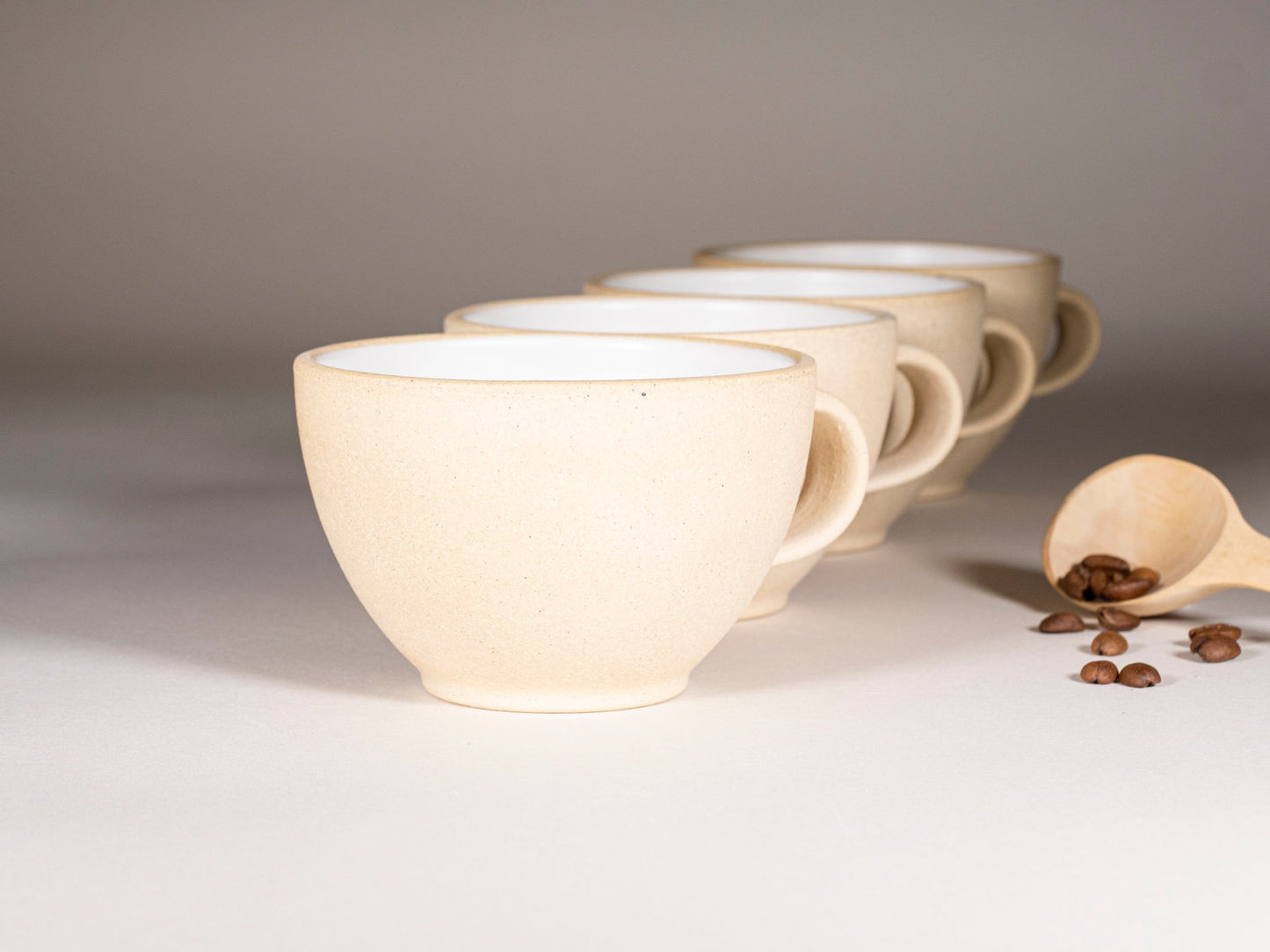 Handmade Ceramic Latte & Cappuccino Cup - Sandy White
