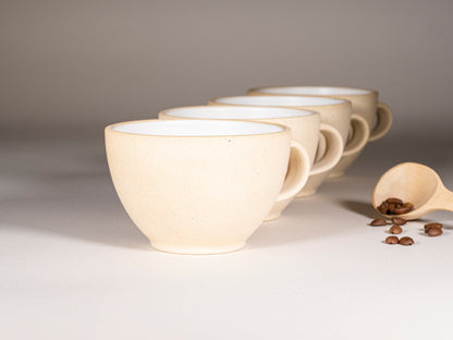 Handmade Ceramic Latte & Cappuccino Cup - Sandy White