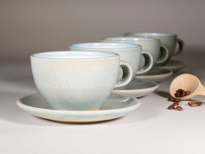 Handmade Ceramic Latte & Cappuccino Cup – Light Blue