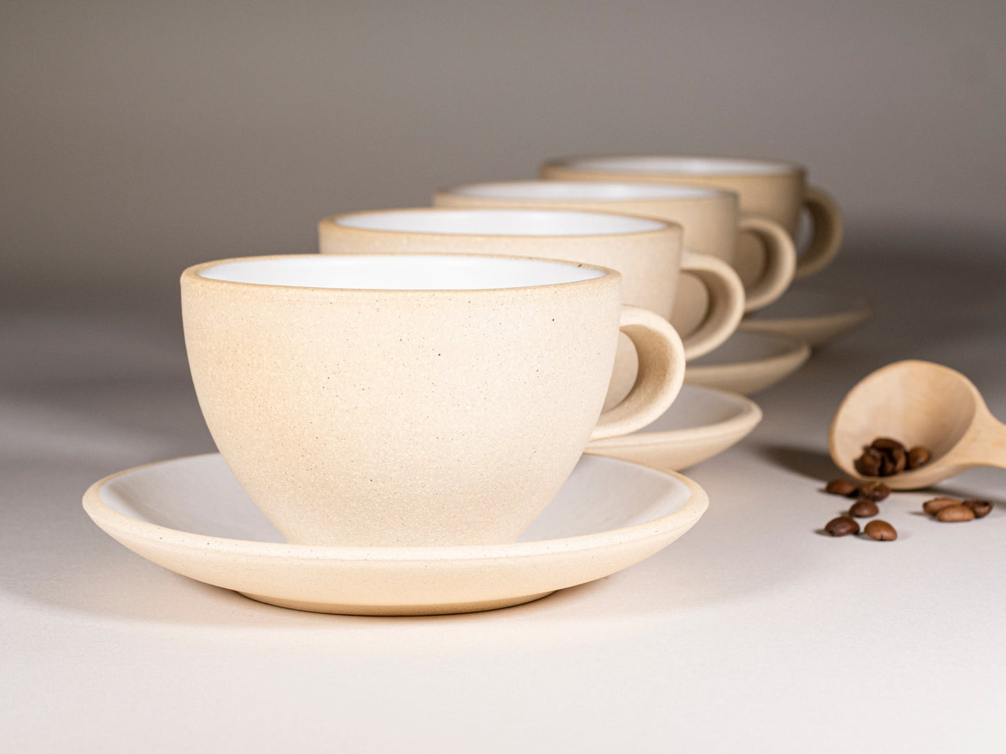 Handmade Ceramic Latte & Cappuccino Cup - Sandy White