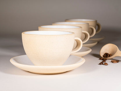 Handmade Ceramic Latte & Cappuccino Cup - Sandy White