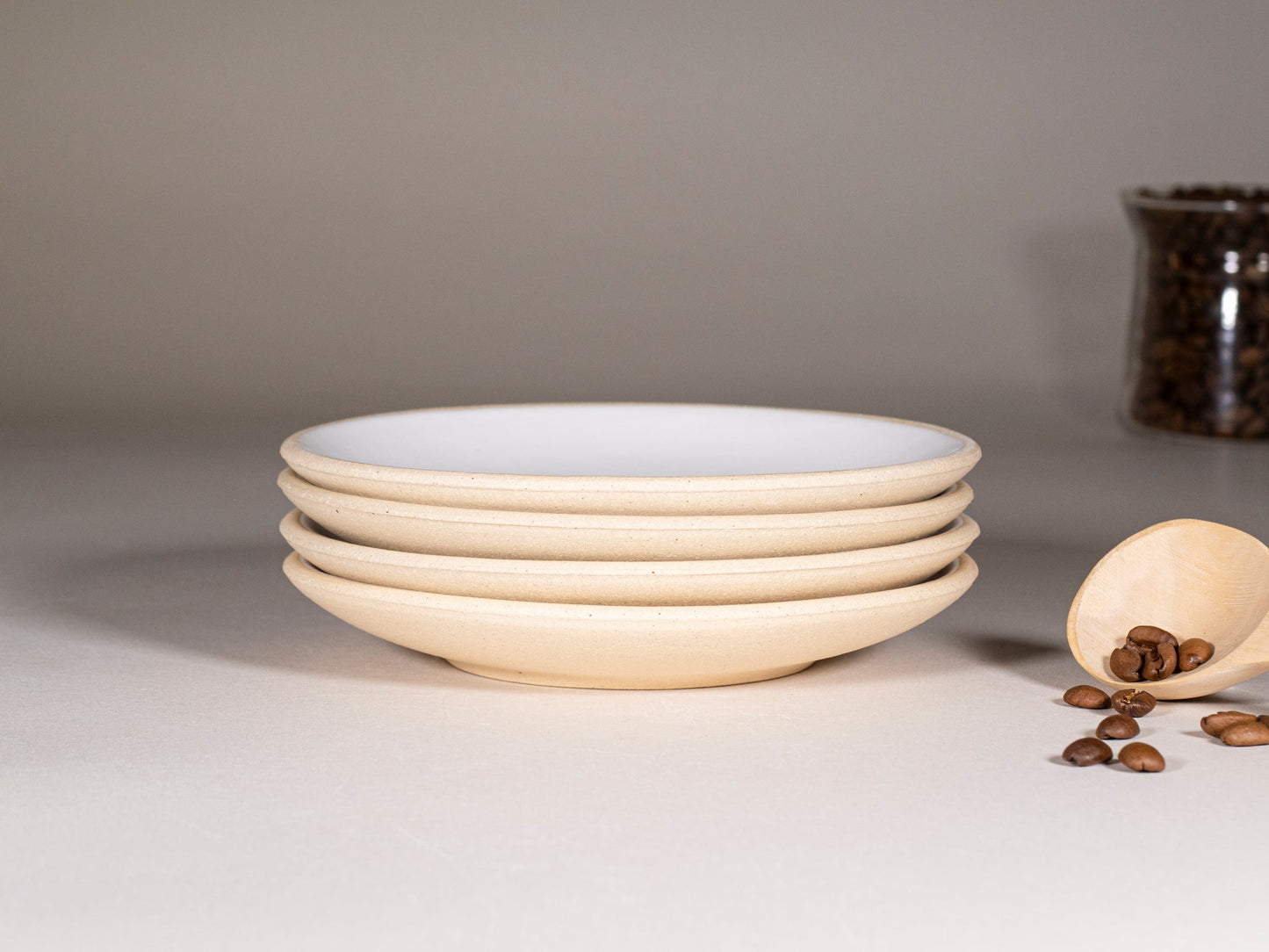 Handmade Ceramic Latte & Cappuccino Cup - Sandy White