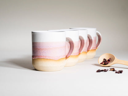 Handmade Ceramic Coffee & Tea Mug – Light Pink & White