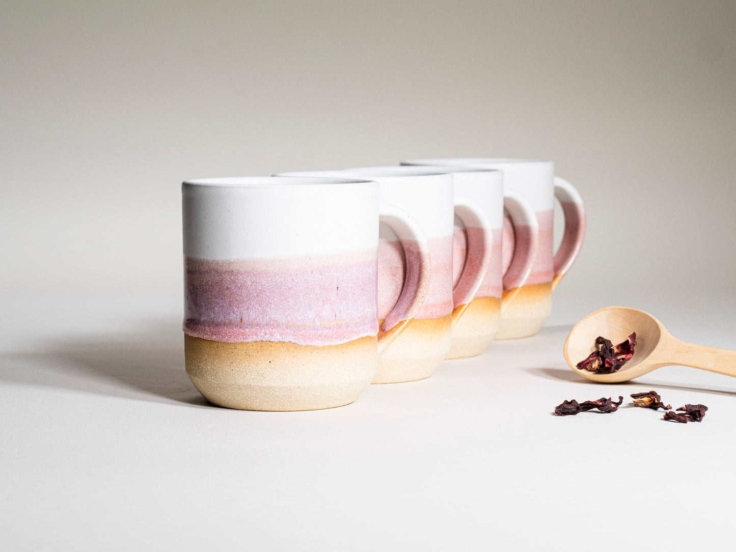 Handmade Ceramic Coffee & Tea Mug – Light Pink & White