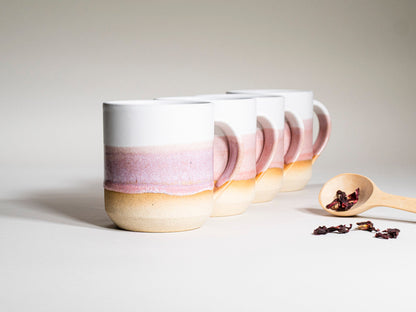 Handmade Ceramic Coffee & Tea Mug – Light Pink & White
