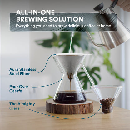 Glass Pour Over Coffee Maker with Stainless Steel Filter