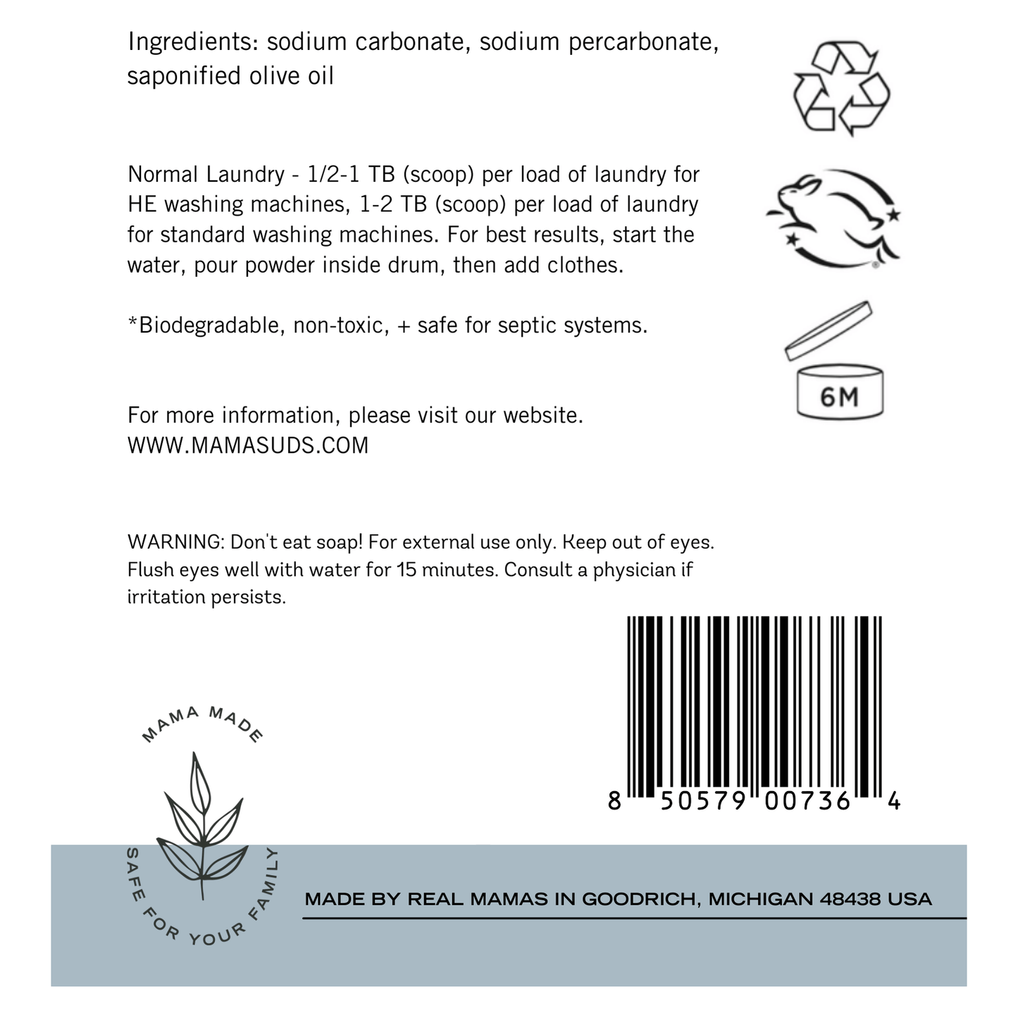 Natural Laundry Soap Powder - Peppermint & Unscented