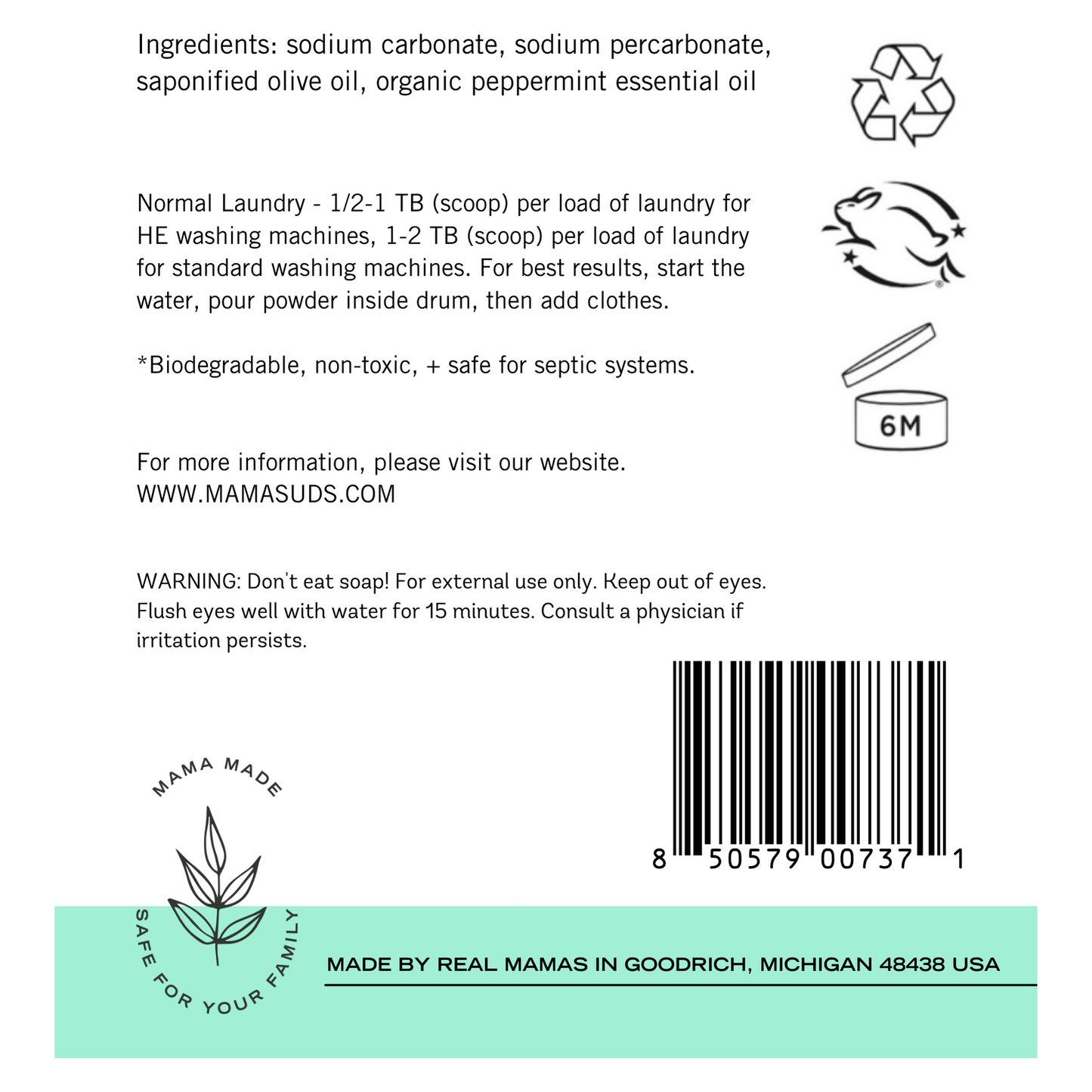 Natural Laundry Soap Powder - Peppermint & Unscented