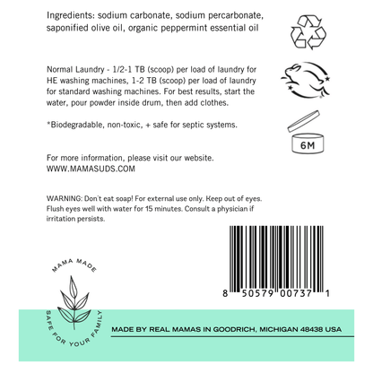Natural Laundry Soap Powder - Peppermint & Unscented