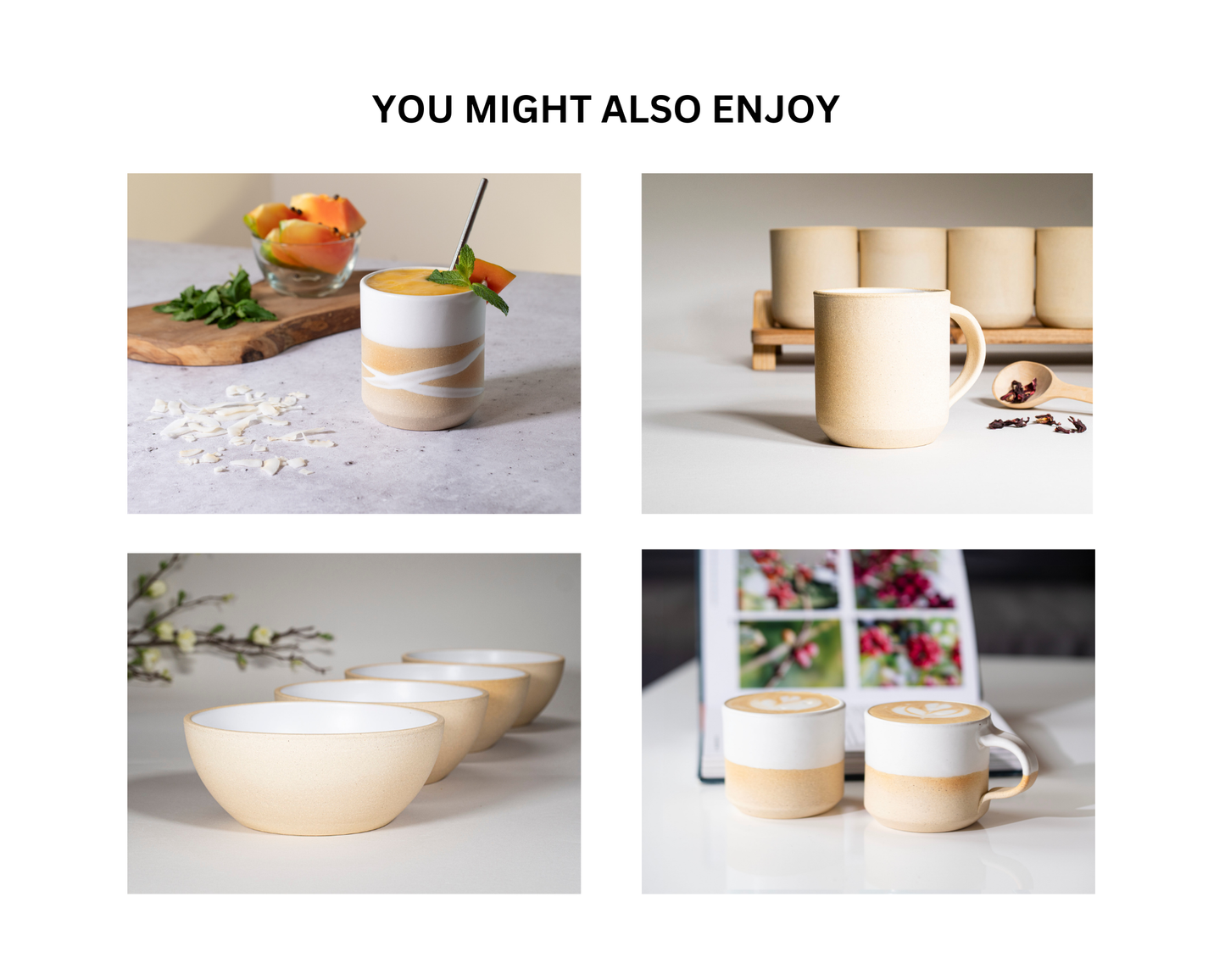 Handmade Ceramic Latte & Cappuccino Cup - Sandy White