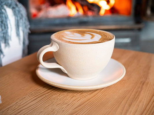Handmade Ceramic Latte & Cappuccino Cup - Sandy White