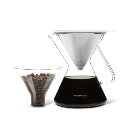 Glass Pour Over Coffee Maker with Stainless Steel Filter